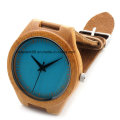 Часы ручной работы из бамбука с кожаным ремешком